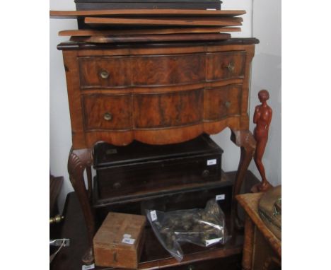 A Waring & Gillow Ltd walnut chest, with two frieze drawers on shell carved cabriole legs and pad feet, height 72cm, width 61