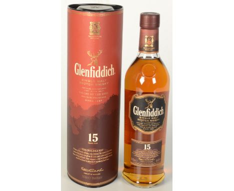A Glenfiddich 15 years old single malt Scotch whisky, 70cl, 40% vol, in original tube.