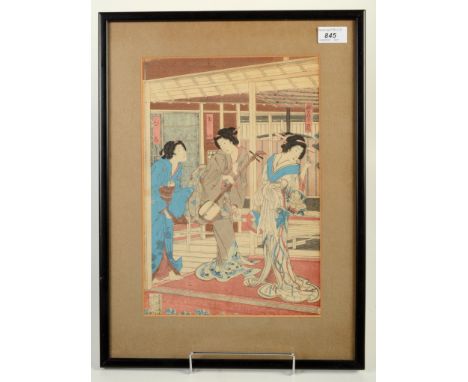 A Japanese woodblock print by Toyokuni V (1848-1920), framed and glazed, 34 x 23.5cm.