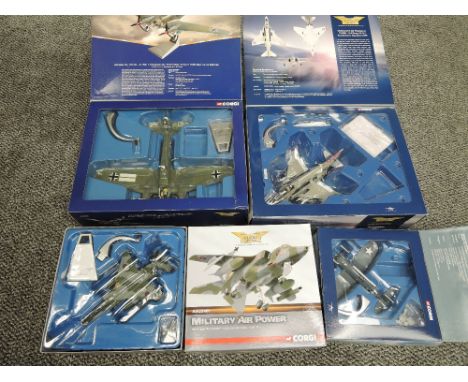 Eight Corgi Aviation Archive 1:72 scale diecasts, AA32801 DH Mosquito, AA33001 Vought F4u-1 Corsair, AA33201 McDonnell F-4N P