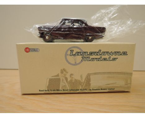 A Lansdowne Models (Brooklin Models) 1:43 scale die-cast, LDM 57 1960 Ford Consul MKII, imperial maroon/smoke grey, in origin