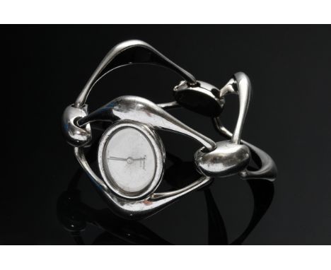 Chopard Silber 925 Damen Armbanduhr in Brutalismus Façon, Handaufzug, um 1970,  86,45g, L. 17,5cm, gangbar, Glas stark zerkra