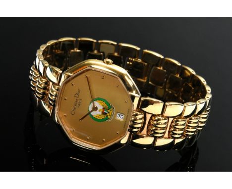 Christian Dior Herrenarmbanduhr mit Staatswappen der Vereinigten Arabischen Emirate (VAE), Quarzwerk, Datumanzeige, Metall ve