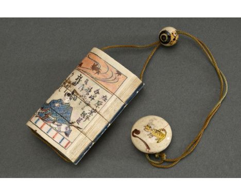 Kenzan, Ogata (1663-1743) Inrô in Buchform mit Szenen und 2 Gedichten aus "Hyakunin isshû" (100 Gedichte von 100 Dichtern), v