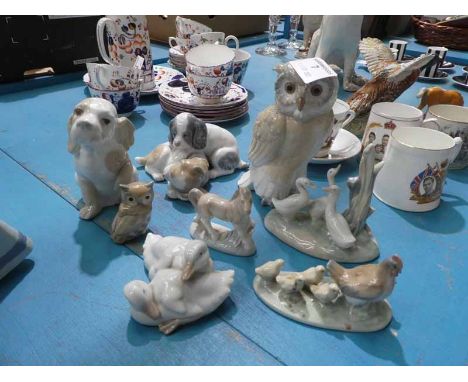 Six Nao model animals including owl, puppies, ducks, poultry &amp; 2 others.