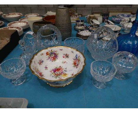 A Hammersley Lady Patricia fruit bowl and eight items of cut glass crystalware.