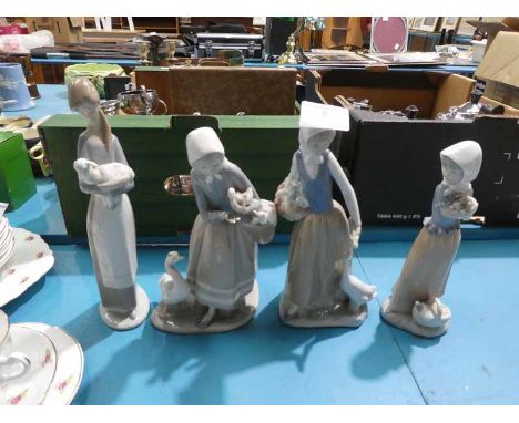 Lladro girl and lamb, Lladro girl with ducks and 2 Nao girls