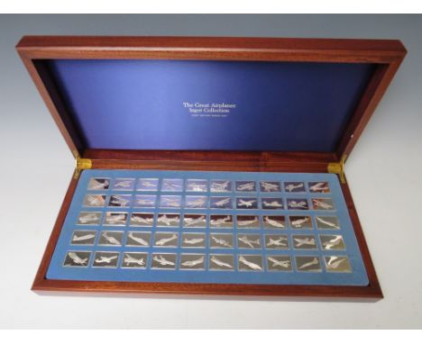 THE GREAT AIRPLANES INGOT COLLECTION FIRST EDITION PROOF SET CONSISTING OF 50 PIECES WITH STERLING 925 IMPORT HALLMARKS IN A 