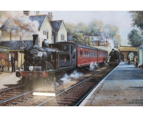 FOUR ASSORTED FRAMED AND GLAZED PRINTS TO INCLUDE A TIGER COLOUR ENGRAVING ENTITLED 'ROYAL GAME' - H 36 CM W 49 CM