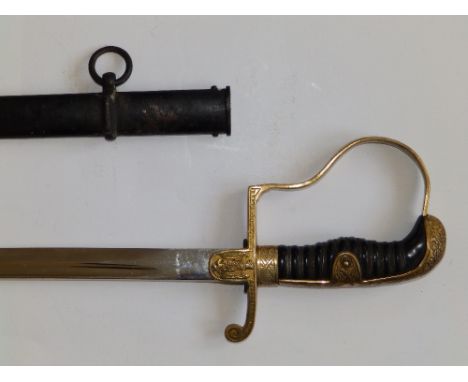 A WWII German Officer's dress sword, the 32” blade by Hollier, Solingen, in metal scabbard.