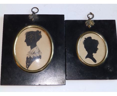 Early 19thC School – silhouette miniature – Portrait of a lady, 3.5” high, together with another of a young girl. (2)