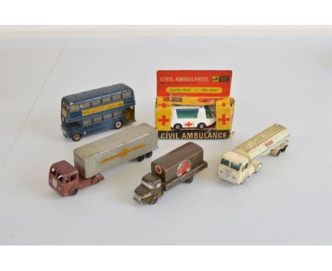 Four unboxed vintage Milton Toys (India) diecast models, including a scarce #815 Seddon Refrigeration Truck, 812 Ambulance, 8