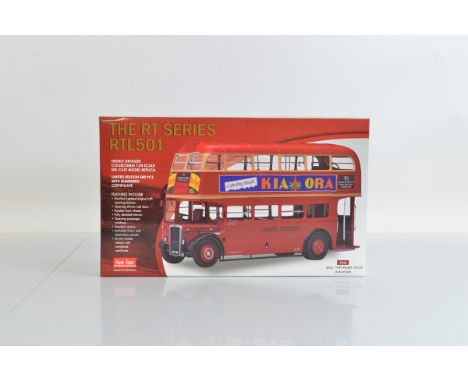 A boxed Sunstar London Transport RTL diecast bus model in 1:24 scale, #2926  RTL501 JXC20 carrying 'Kia-Ora' and 'McDougall's