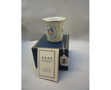 A BOXED HALCYON DAYS ENAMEL BEAKER, depicting children playing
