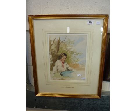 MANNER OF JAMES CURNOCK, sketch of a boy, seated, watercolour and pencil, 28cm x 21cm