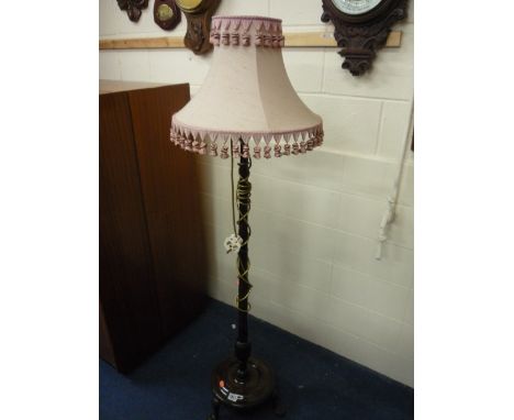 A MAHOGANY STANDARD LAMP, and shade (of small proportions)