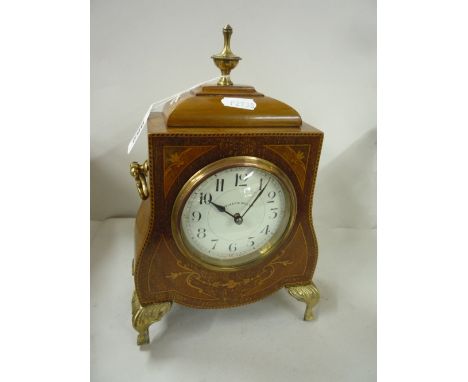 A FRENCH WALNUT MANTEL CLOCK, 18th Century style inlaid case, made for Walker & Hall