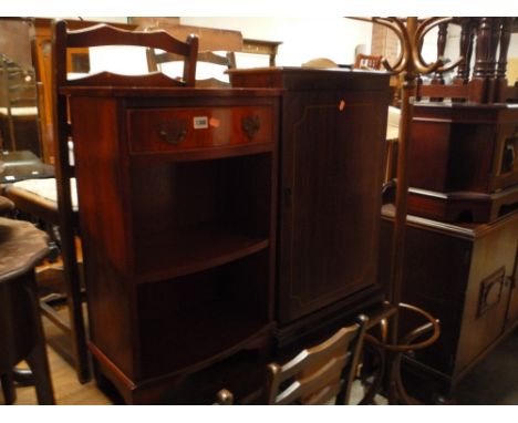 A SMALL YEW WOOD SIDE CABINET, with a single drawer, nest of three tables, TV cabinet and a single door CD cabinet, rug (5)