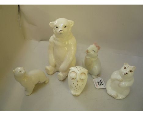 FIVE VARIOUS PORCELAIN ANIMALS, Coalport, Nao etc