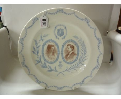 A ROYAL WORCESTER COMMEMORATIVE PLATE, Mayor and Mayoress of Worcester 1896