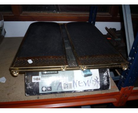 A BOXED PORTABLE BARBECUE, and a brass firescreen (2)