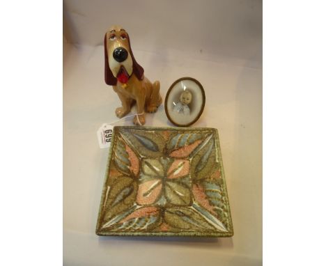 WADE DISNEY BLOW-UP 'TRUSTY' FIGURE, a Denby Glyn Colledge dish and a miniature portrait of a baby (3)