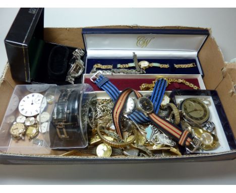 A TRAY OF WATCHES, to include a ladies stainless steel Tissot watch
