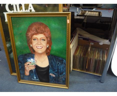 A COLLECTION OF L.P'S, SINGLES AND MEMORABILIA, of Cilla Black including an original oil painting portrait etc