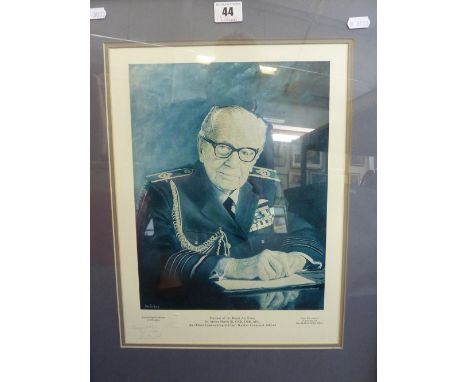 A LIMITED EDITION PRINT OF SIR ARTHUR HANS, Air Officer Commanding -in-Chief, Bomber Command 1942-45, by Stan Baldock 258/950