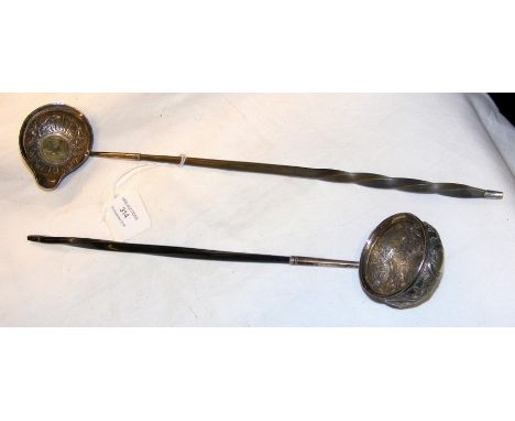 A silver toddy ladle and one other 