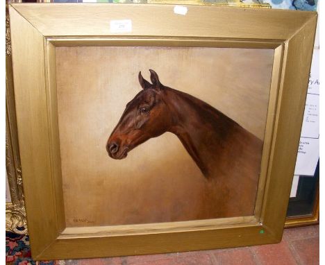 Oil on canvas portrait of horse by HAIGH - 1907  - 42cm x 38cmCONDITION REPORTdamage as shown