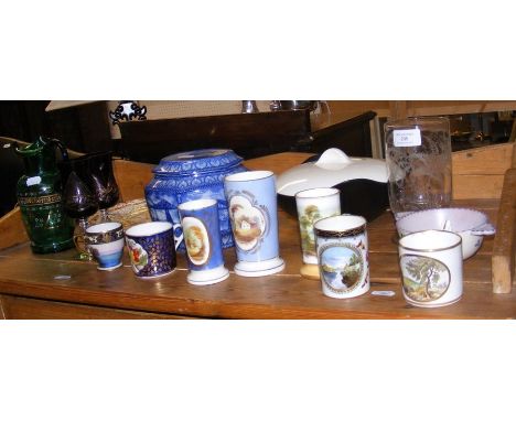 Various collectable ceramic and glassware, including hand painted cups 