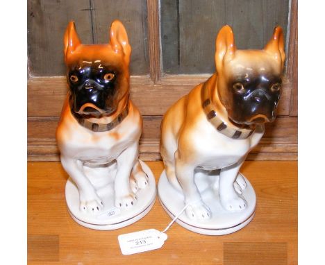 A pair of 21cm high ceramic USSR dog ornaments 