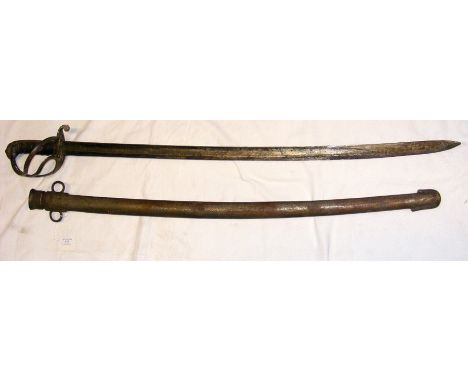 An old continental sword with metal scabbard - 106cm long CONDITION REPORTas per imagesblade slightly bentno makers mark