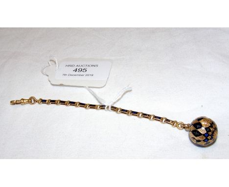 Enamel gold ball on chain 