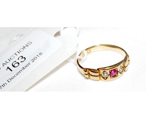 Ruby and diamond ring in 18ct gold setting 