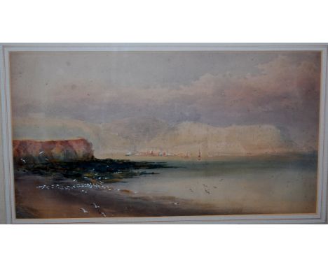 Charles Jones Way (1835-1919) - Harbour scene, watercolour with body colour, 23 x 42cm Condition Report / Extra Information S