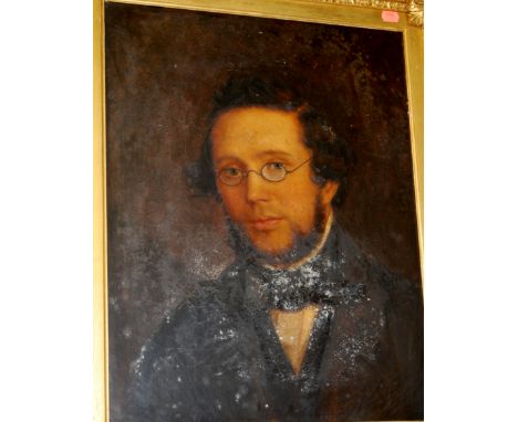 19th century English school - half length portrait of Mr Hooper, oil on canvas, 52x40cm