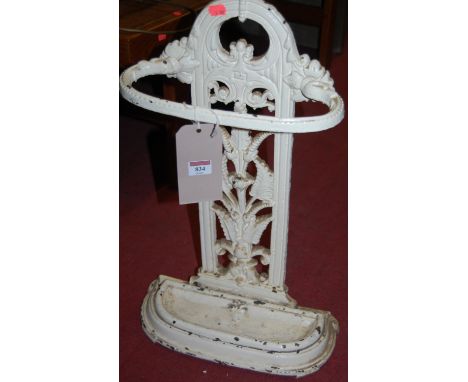 A Victorian white painted cast iron stick stand