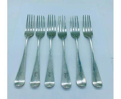 A Set of six silver forks marked MC (Mary Chawner) London 1834 