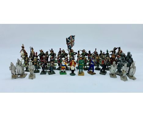 A selection of miniature diecast model toy soldiers 