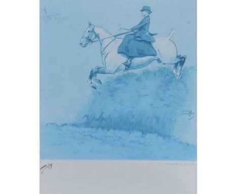 After Charles 'Snaffles' Johnson Payne (1884-1967), coloured print, Two sporting scenes entitled 'A Little Fizzer' and 'Handi