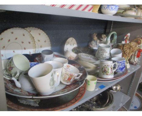 A mixed lot to include a Japanese Imari charger, early 20th century Royal Crown Derby cups and saucer, Villeroy &amp; Boch ov