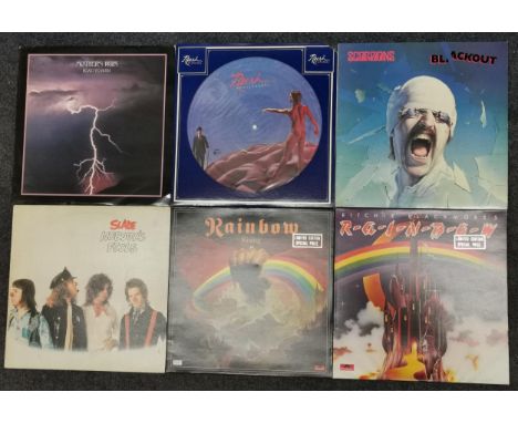 Six albums to include Rainbow 'Ritchie Blackmore's Rainbow', UK limited edition pressing, Sleeve: VG+ Disc: NM, Rainbow 'Risi