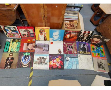 A mixed collection of vinyl records to include Elvis Costello, Twin Peaks Soundtrack, Skids, Van Morrison, The Cult, Blondie,