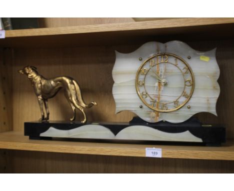 AN ART DECO MARBLE MANTEL CLOCK SIGNED S. MARTI, GRAND PRIX, PARIS 1931 TO THE MOVEMENT Condition Report:The clock movement t
