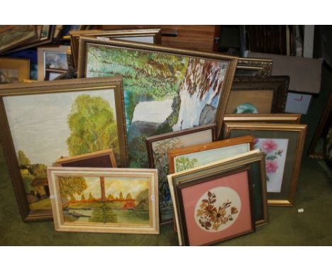A QUANTITY OF PICTURES, PRINTS AND MIRRORS