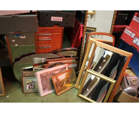 A QUANTITY OF PICTURES, PRINTS AND MIRRORS