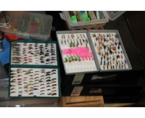 A LARGE QUANTITY OF FLY FISHING ACCESSORIES TO INCLUDE FLIES, FLY TYING TOOLS ETC.