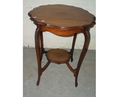 AN EDWARDIAN STYLED SIDE TABLE WITH UNDER SHELF